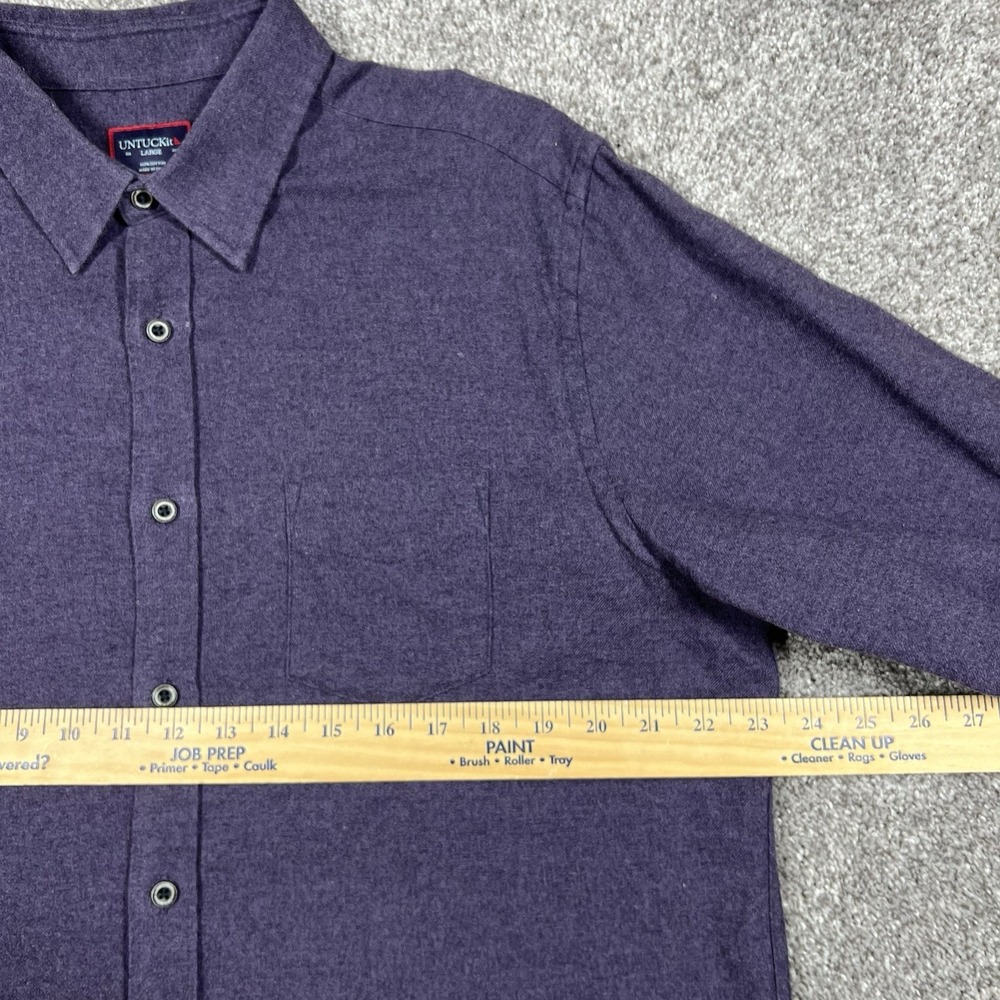 Untuckit Shirt Mens Large Purple Sherwood Button Up Long Sleeve Flannel Brushed - Picture 5 of 10